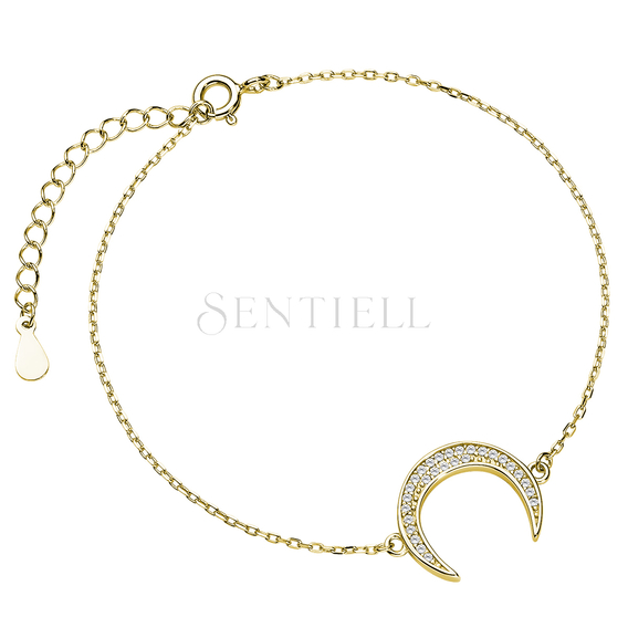 Silver (925) bracelet - gold-plated crescent with zirconia