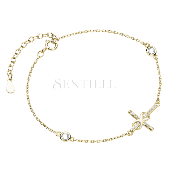 Silver (925) bracelet - gold-plated cross with zirconia and infinity 