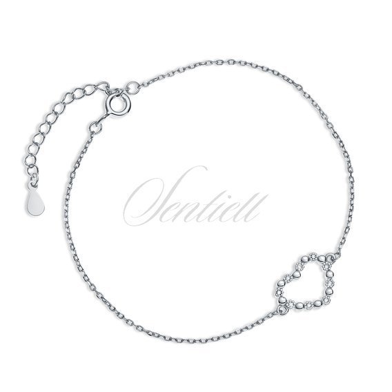 Silver (925) bracelet - heart with zirconias