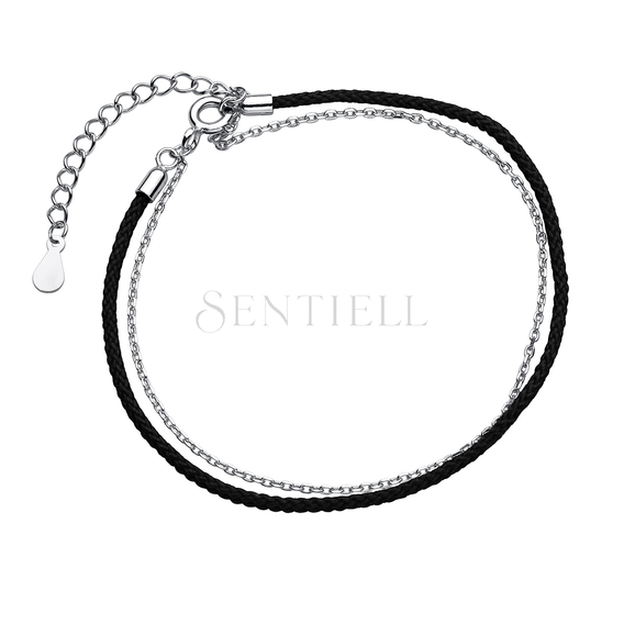 Silver (925) bracelet with black cord