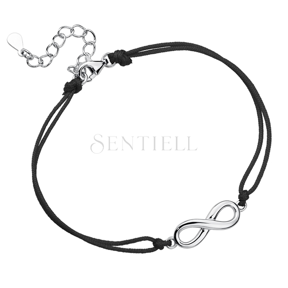 Silver (925) bracelet with black cord - infinity