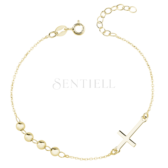 Silver (925) bracelet with cross, gold-plated