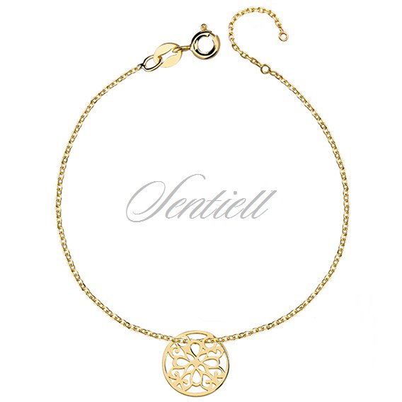 Silver (925) bracelet with open-work circle, gold-plated