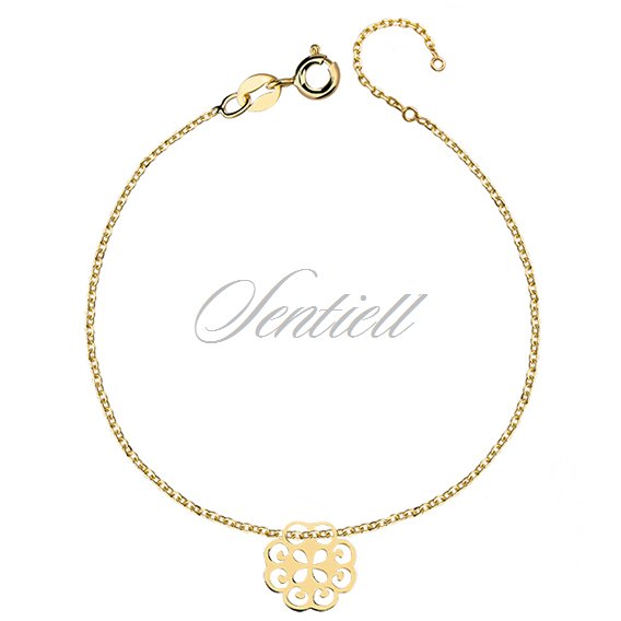 Silver (925) bracelet with open-work pendant, gold-plated
