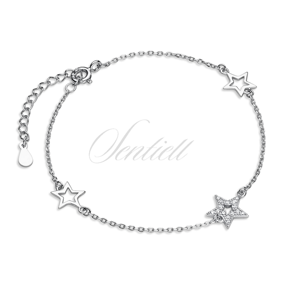 Silver (925) bracelet with stars and white zirconias
