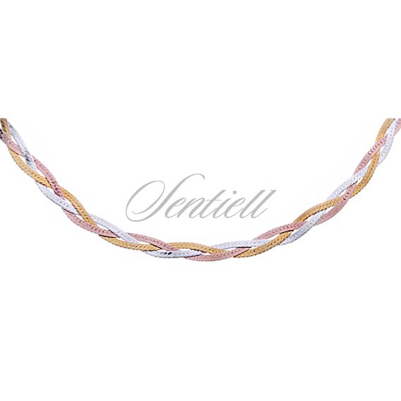 Silver (925) braided plait chain necklace Ø 024 - gold & rose gold