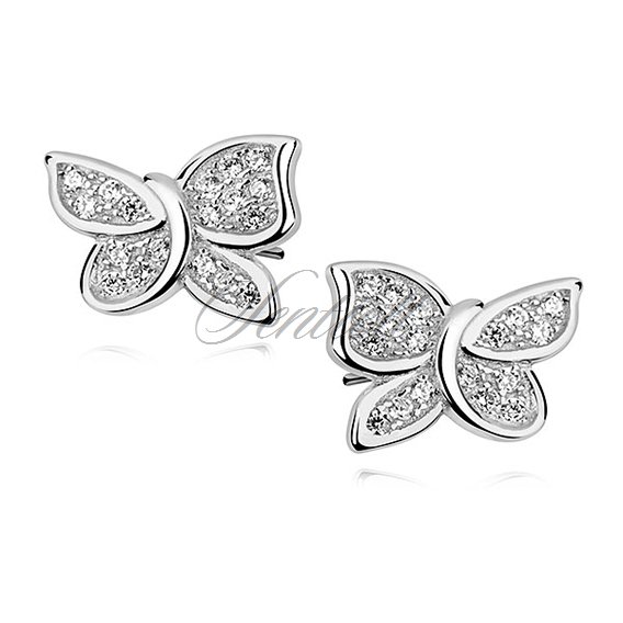 Silver (925) butterfly earrings with zirconia
