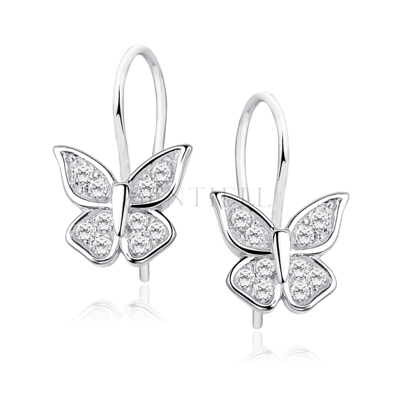 Silver (925) butterfly earrings with zirconia