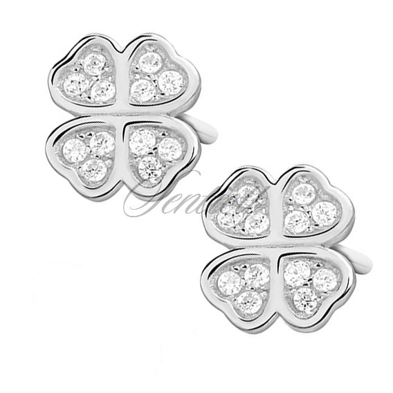 Silver (925) clover earrings with zirconia