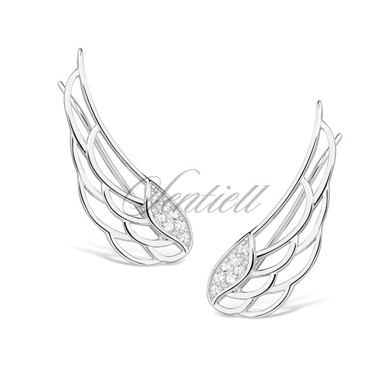 Silver (925) cuff earrings - wings with zirconia