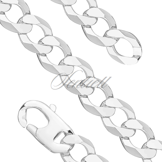 Silver (925) diamond-cut bracelet - curb extra flat Ø 400