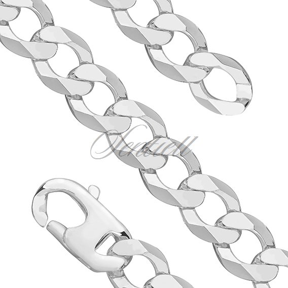 Silver (925) diamond-cut bracelet - curb extra flat Ø 400