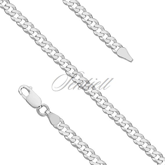 Silver (925) diamond-cut chain - curb extra flat Ø 120 rhodium-plated