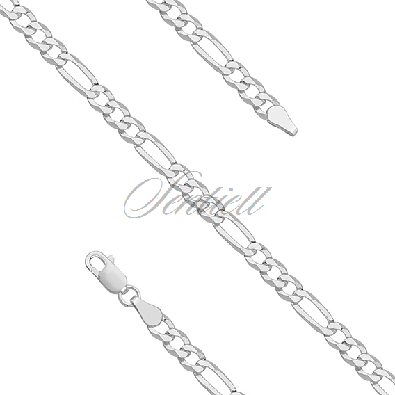 Silver (925) diamond-cut chain - figaro extra flat Ø 0100 rhodium-plated