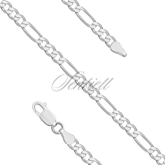 Silver (925) diamond-cut chain - figaro extra flat Ø 0120 rhodium-plated
