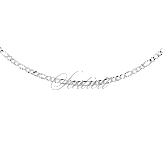 Silver (925) diamond-cut chain - figaro extra flat Ø 060 rhodium-plated