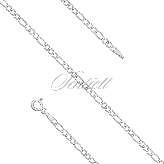 Silver (925) diamond-cut chain - figaro extra flat Ø 060 rhodium-plated