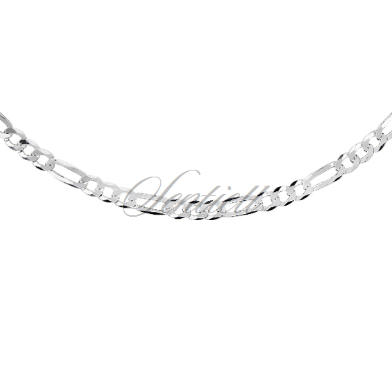 Silver (925) diamond-cut chain - figaro extra flat Ø 100 rhodium-plated