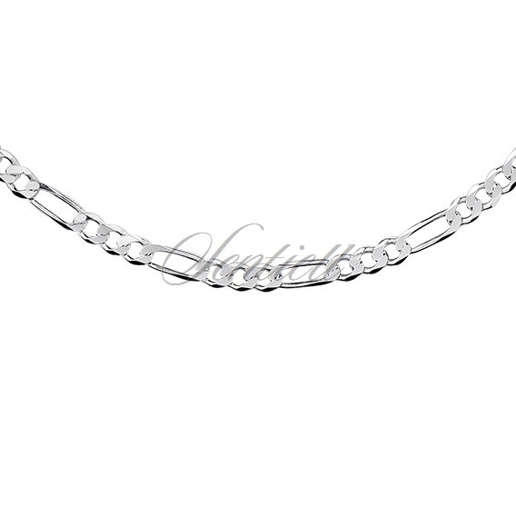Silver (925) diamond-cut chain - figaro extra flat Ø 120 rhodium-plated