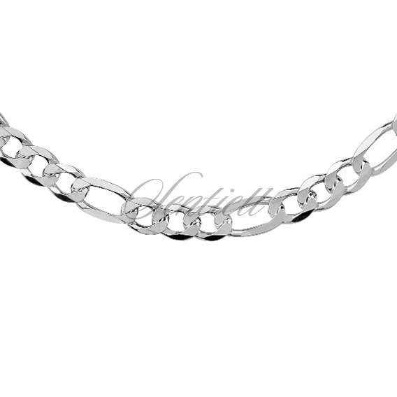 Silver (925) diamond-cut chain - figaro extra flat Ø 180 rhodium-plated