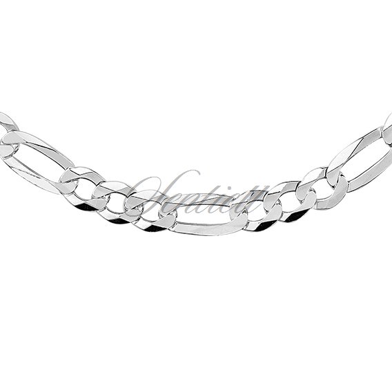 Silver (925) diamond-cut chain - figaro extra flat Ø 200 rhodium-plated