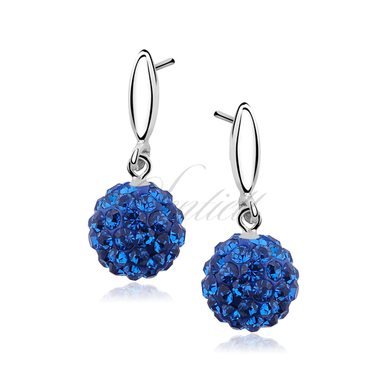 Silver (925) earrings blue disco ball