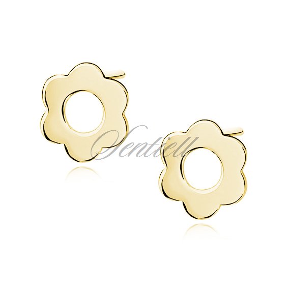 Silver (925) earrings celebrity, gold - plated flowers