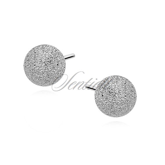 Silver (925) earrings diamond-cut balls 5mm