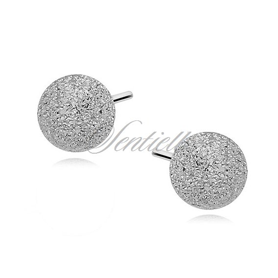 Silver (925) earrings diamond-cut balls 6mm