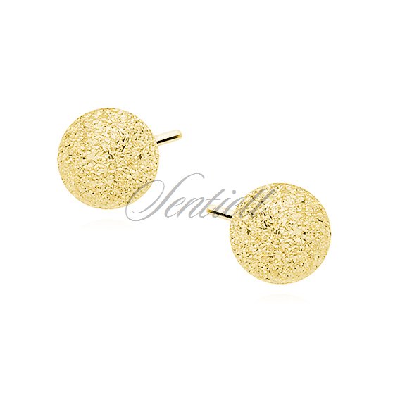 Silver (925) earrings diamond-cut balls - gold-plated 5mm