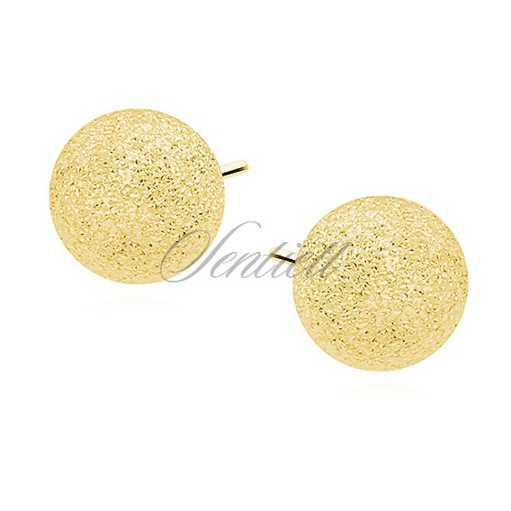 Silver (925) earrings diamond-cut balls - gold-plated 8mm