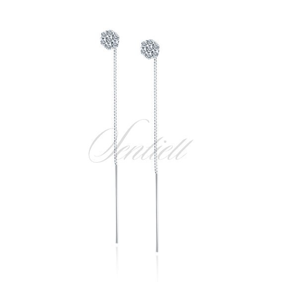Silver (925) earrings - flower with white zirocnias