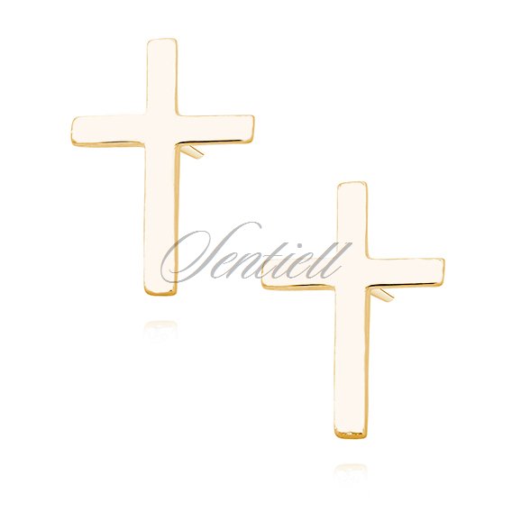 Silver (925) earrings - gold-plated crosses