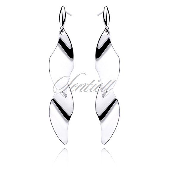 Silver (925) earrings highly polished - 2 leaves