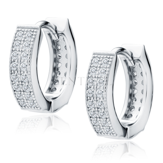 Silver (925) earrings hoop with zirconia