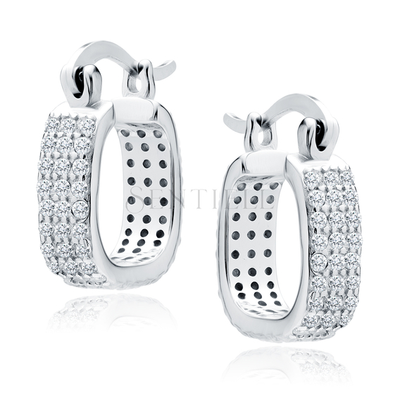 Silver (925) earrings hoop with zirconia