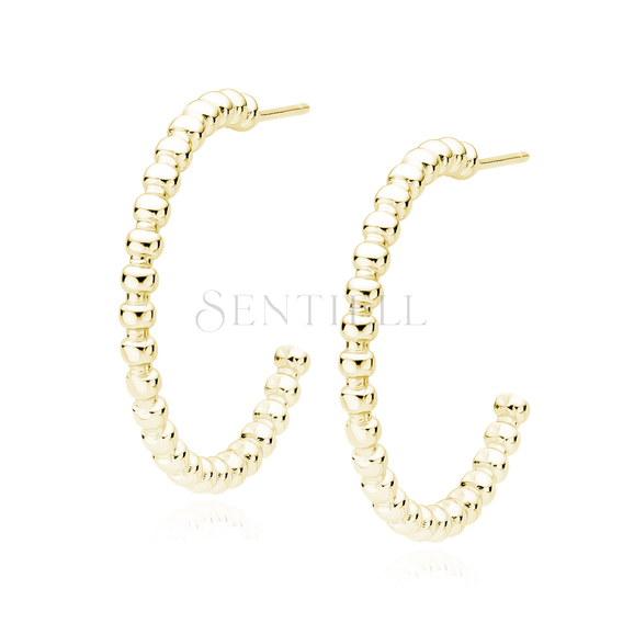 Silver (925) earrings hoops circles with balls gold-plated