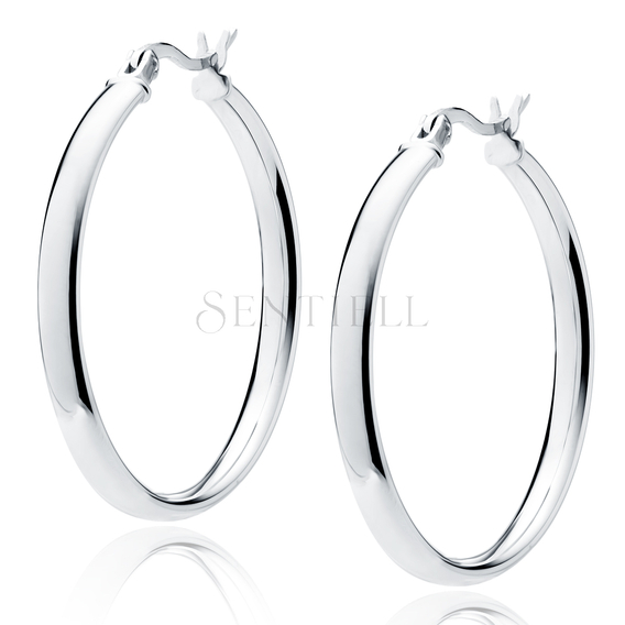 Silver (925) earrings hoops - highly polished