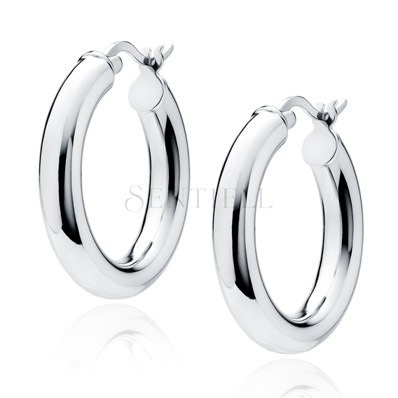 Silver (925) earrings hoops - highly polished