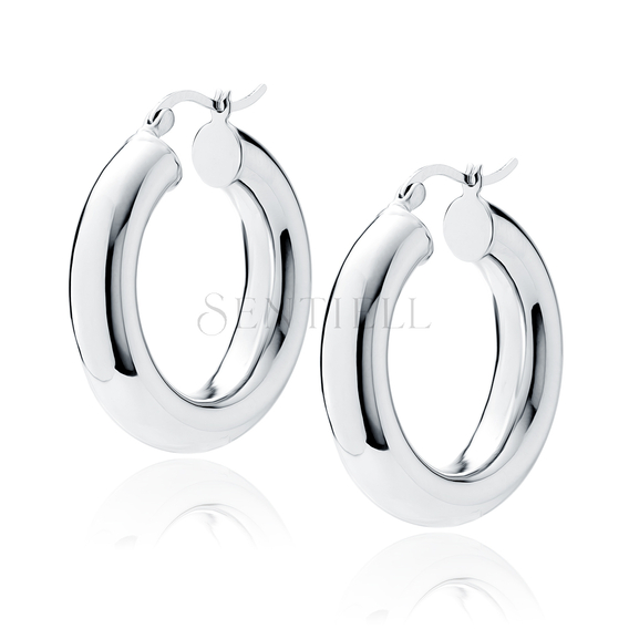 Silver (925) earrings hoops - highly polished