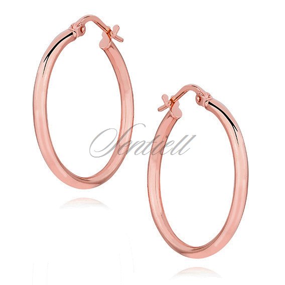 Silver (925) earrings hoops - rose gold-plated, highly polished