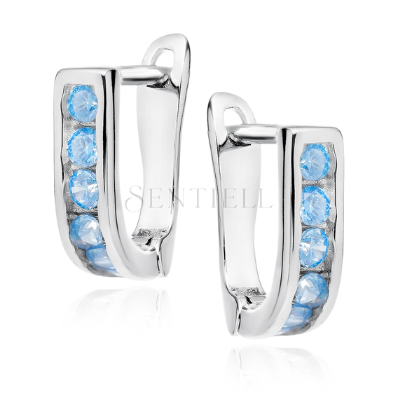 Silver (925) earrings light blue zirconia