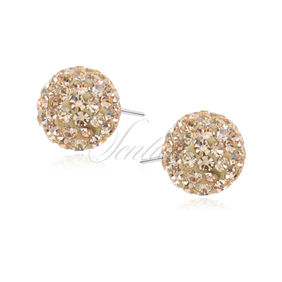 Silver (925) earrings peach disco ball