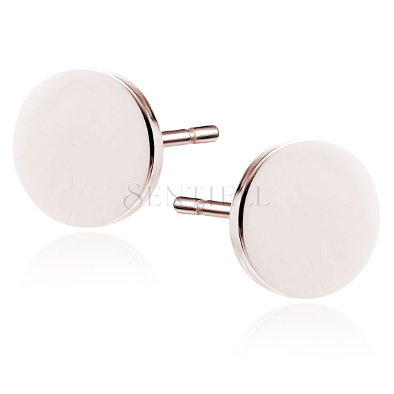 Silver (925) earrings - rose gold-plated circles