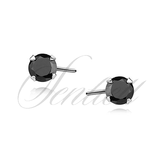 Silver (925) earrings round black zirconia diameter 3mm
