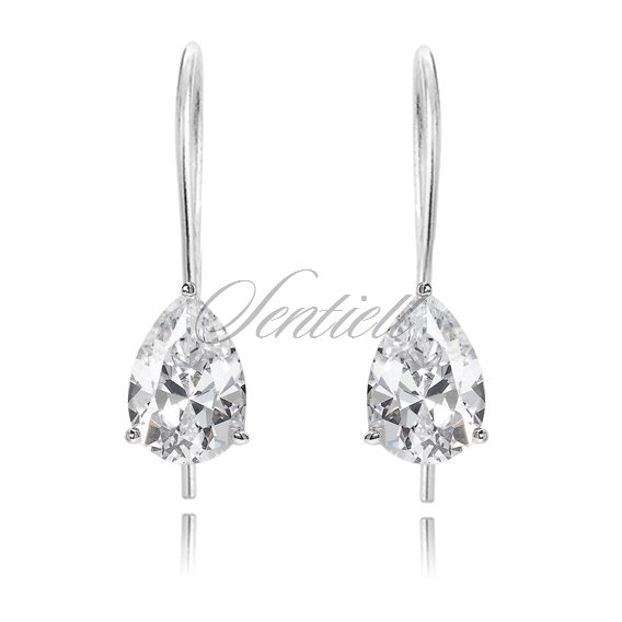 Silver (925) earrings tear-shaped white zirconia 5 x 7mm