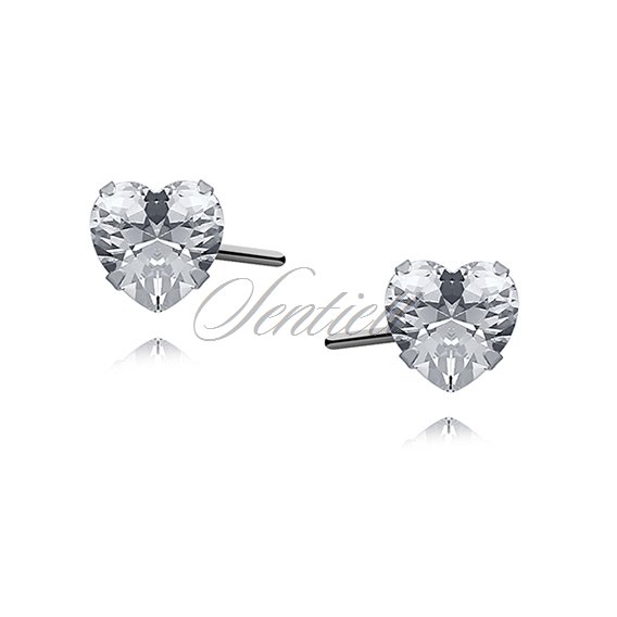 Silver (925) earrings white zirconia 5 x 5mm hearts