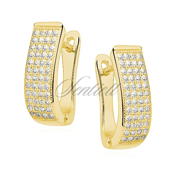 Silver (925) earrings white zirconia, gold-plated