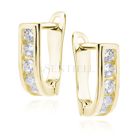 Silver (925) earrings white zirconia gold plated