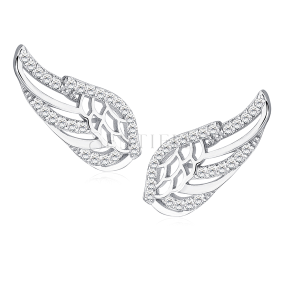 Silver (925) earrings - wings with zirconia